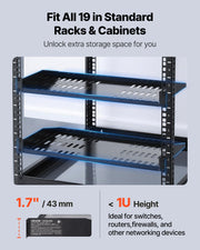 1U Server Rack Shelf, 4 PCS, 22.68 kg Max Load-Bearing Vented Cantilever, Wall Mount or Rack Mount Shelf with V952-FWQJJGB4J1U1MWT05001V0