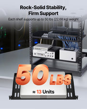 1U Server Rack Shelf, 4 PCS, 22.68 kg Max Load-Bearing Vented Cantilever, Wall Mount or Rack Mount Shelf with V952-FWQJJGB4J1U1MWT05001V0