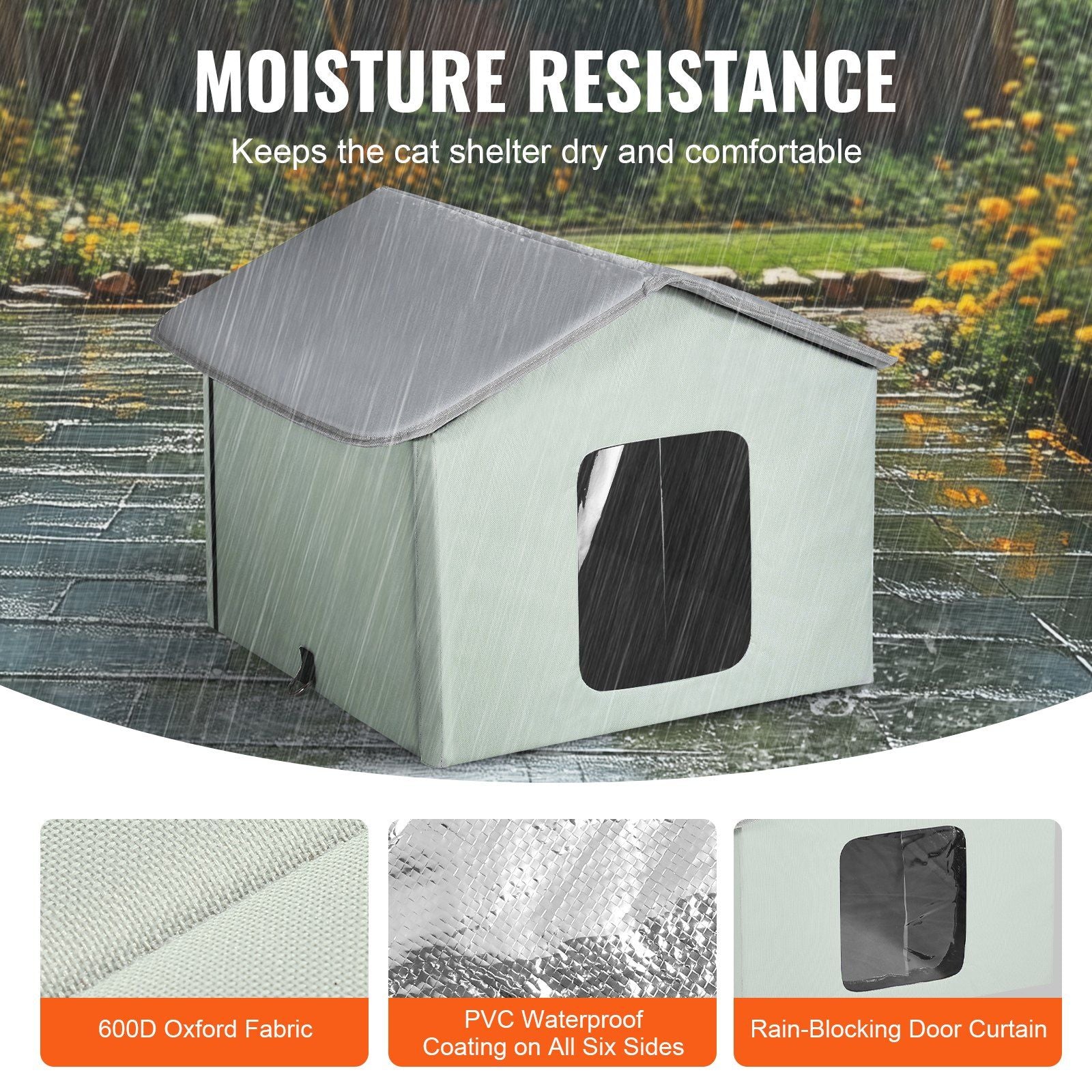 Heated Cat House, Outdoor Kitty Shelter with Adjustable Temperature and Timer, 600D Oxford Cloth Foldable Cat V952-FWSBYMBHSNJB0APUQV3