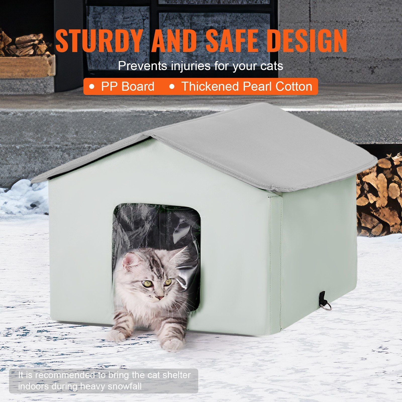 Heated Cat House, Outdoor Kitty Shelter with Adjustable Temperature and Timer, 600D Oxford Cloth Foldable Cat V952-FWSBYMBHSNJB0APUQV3