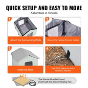 Heated Cat House, Outdoor Kitty Shelter with Adjustable Temperature and Timer, 600D Oxford Cloth Foldable Cat V952-FWSBYMBHSNJB0APUQV3