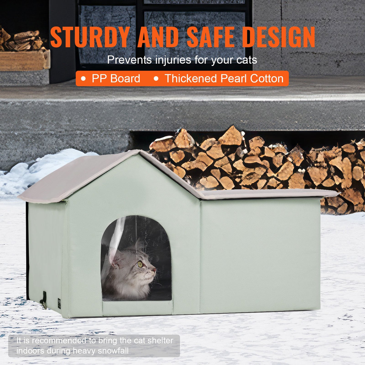 Heated Cat House, Outdoor Kitty Shelter with Adjustable Temperature and Timer, 600D Oxford Cloth Foldable Cat V952-FWSBYMBHSNJBGX6FWV3