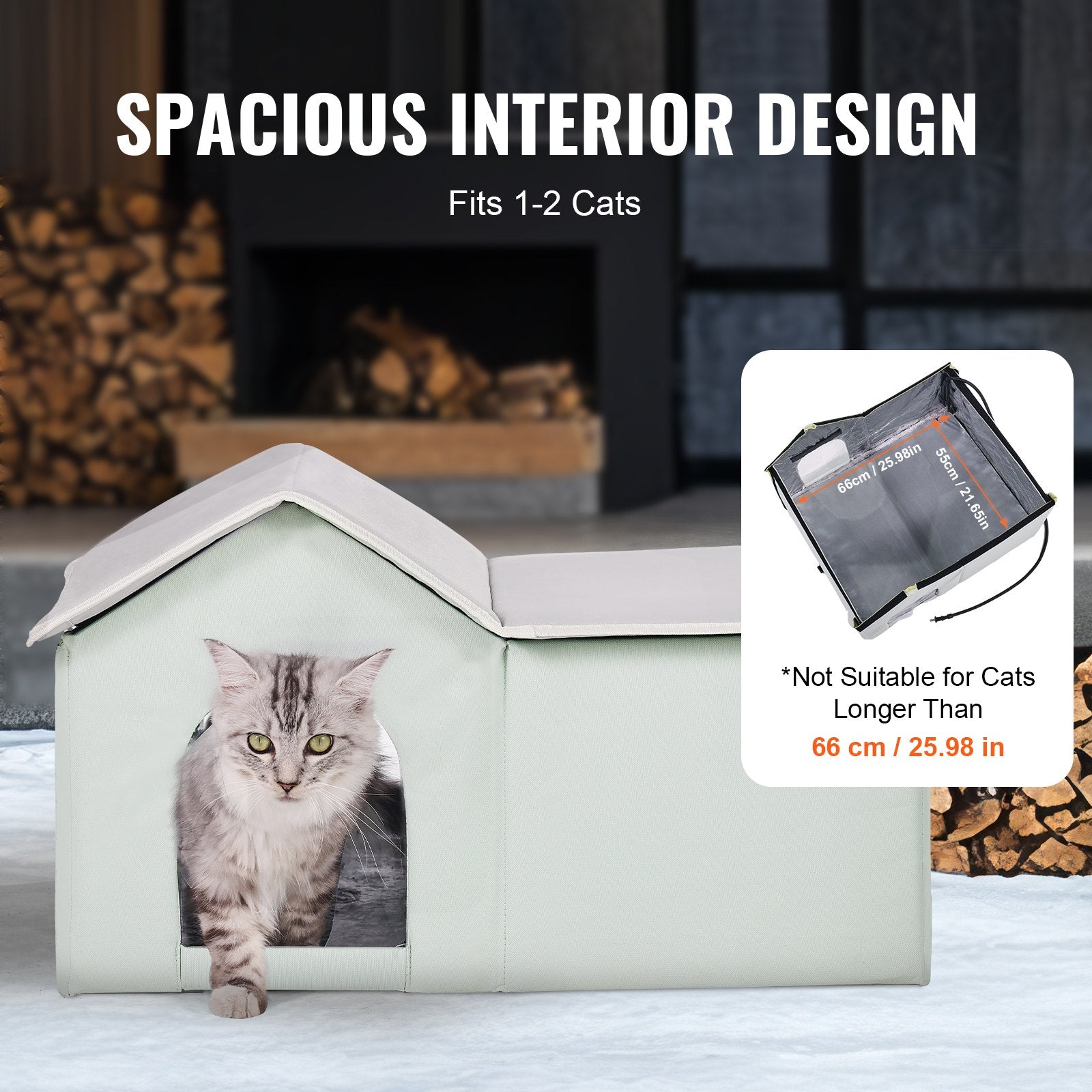 Heated Cat House, Outdoor Kitty Shelter with Adjustable Temperature and Timer, 600D Oxford Cloth Foldable Cat V952-FWSBYMBHSNJBGX6FWV3