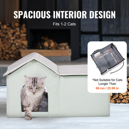 Heated Cat House, Outdoor Kitty Shelter with Adjustable Temperature and Timer, 600D Oxford Cloth Foldable Cat V952-FWSBYMBHSNJBGX6FWV3