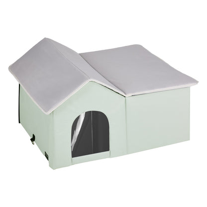Heated Cat House, Outdoor Kitty Shelter with Adjustable Temperature and Timer, 600D Oxford Cloth Foldable Cat V952-FWSBYMBHSNJBGX6FWV3