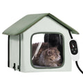 Elevated Heated Cat House, Outdoor Kitty Shelter with Timer, 600D Oxford Cloth Foldable Cat Shelter with V952-FWSBYMBHSNJBKOLU0V3