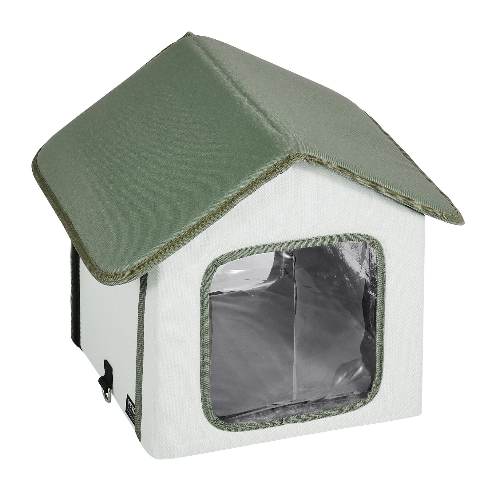 Elevated Heated Cat House, Outdoor Kitty Shelter with Timer, 600D Oxford Cloth Foldable Cat Shelter with V952-FWSBYMBHSNJBKOLU0V3