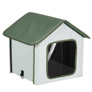 Elevated Heated Cat House, Outdoor Kitty Shelter with Timer, 600D Oxford Cloth Foldable Cat Shelter with V952-FWSBYMBHSNJBKOLU0V3