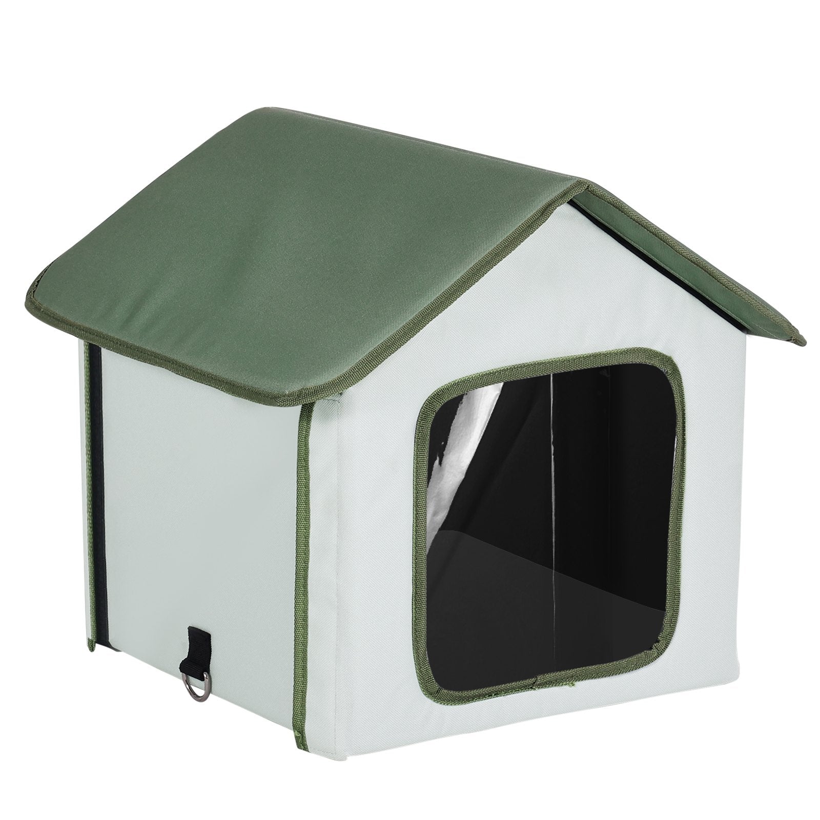 Elevated Heated Cat House, Outdoor Kitty Shelter with Timer, 600D Oxford Cloth Foldable Cat Shelter with V952-FWSBYMBHSNJBKOLU0V3