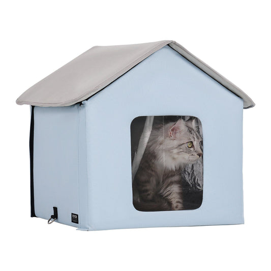 Heated Cat House, Outdoor Kitty Shelter with Timer, 600D Oxford Cloth Foldable Cat Shelter with Heated Pad V952-FWSBYMBHSNJBUZ1X4V3
