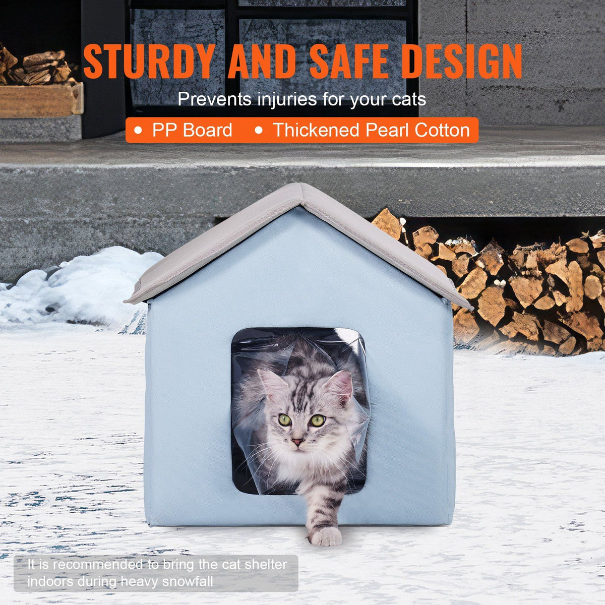 Heated Cat House, Outdoor Kitty Shelter with Timer, 600D Oxford Cloth Foldable Cat Shelter with Heated Pad V952-FWSBYMBHSNJBUZ1X4V3