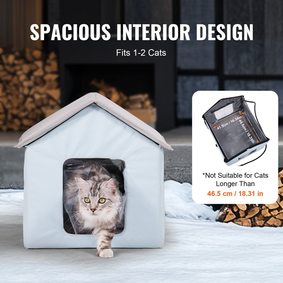 Heated Cat House, Outdoor Kitty Shelter with Timer, 600D Oxford Cloth Foldable Cat Shelter with Heated Pad V952-FWSBYMBHSNJBUZ1X4V3