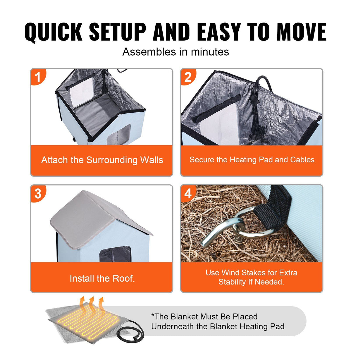 Heated Cat House, Outdoor Kitty Shelter with Timer, 600D Oxford Cloth Foldable Cat Shelter with Heated Pad V952-FWSBYMBHSNJBUZ1X4V3