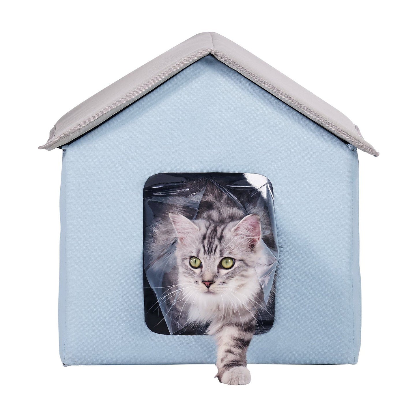 Heated Cat House, Outdoor Kitty Shelter with Timer, 600D Oxford Cloth Foldable Cat Shelter with Heated Pad V952-FWSBYMBHSNJBUZ1X4V3