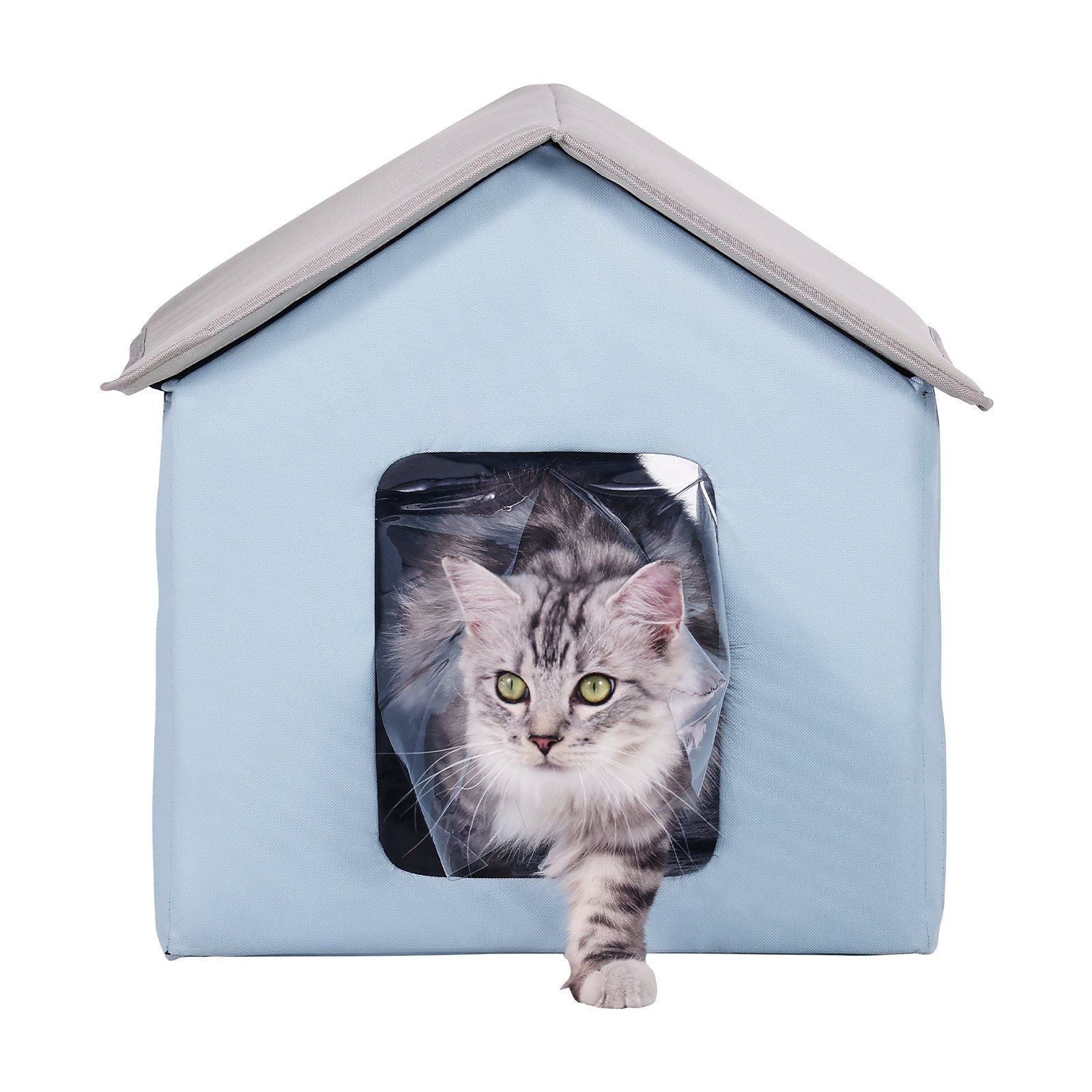 Heated Cat House, Outdoor Kitty Shelter with Timer, 600D Oxford Cloth Foldable Cat Shelter with Heated Pad V952-FWSBYMBHSNJBUZ1X4V3
