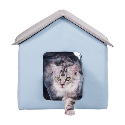 Heated Cat House, Outdoor Kitty Shelter with Timer, 600D Oxford Cloth Foldable Cat Shelter with Heated Pad V952-FWSBYMBHSNJBUZ1X4V3