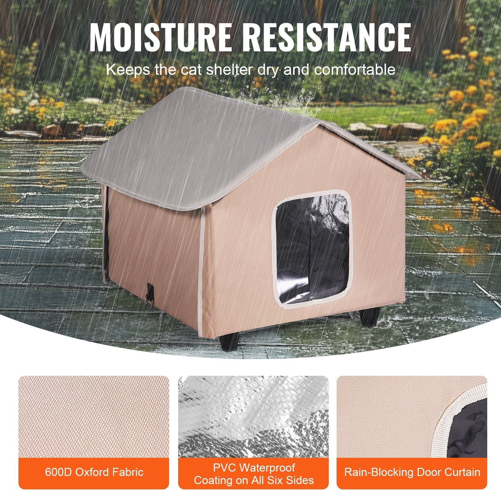 Elevated Heated Cat House, Outdoor Kitty Shelter with Timer, 600D Oxford Cloth Foldable Cat Shelter with V952-FWSBYMBHSNJBXCGRFV3