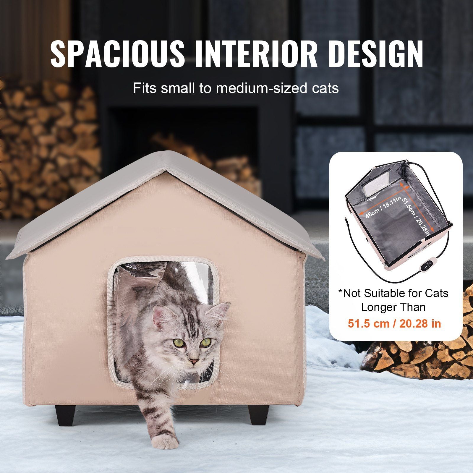 Elevated Heated Cat House, Outdoor Kitty Shelter with Timer, 600D Oxford Cloth Foldable Cat Shelter with V952-FWSBYMBHSNJBXCGRFV3