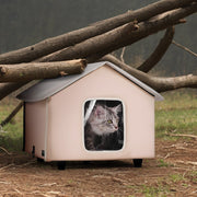 Elevated Heated Cat House, Outdoor Kitty Shelter with Timer, 600D Oxford Cloth Foldable Cat Shelter with V952-FWSBYMBHSNJBXCGRFV3