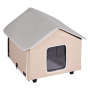 Elevated Heated Cat House, Outdoor Kitty Shelter with Timer, 600D Oxford Cloth Foldable Cat Shelter with V952-FWSBYMBHSNJBXCGRFV3