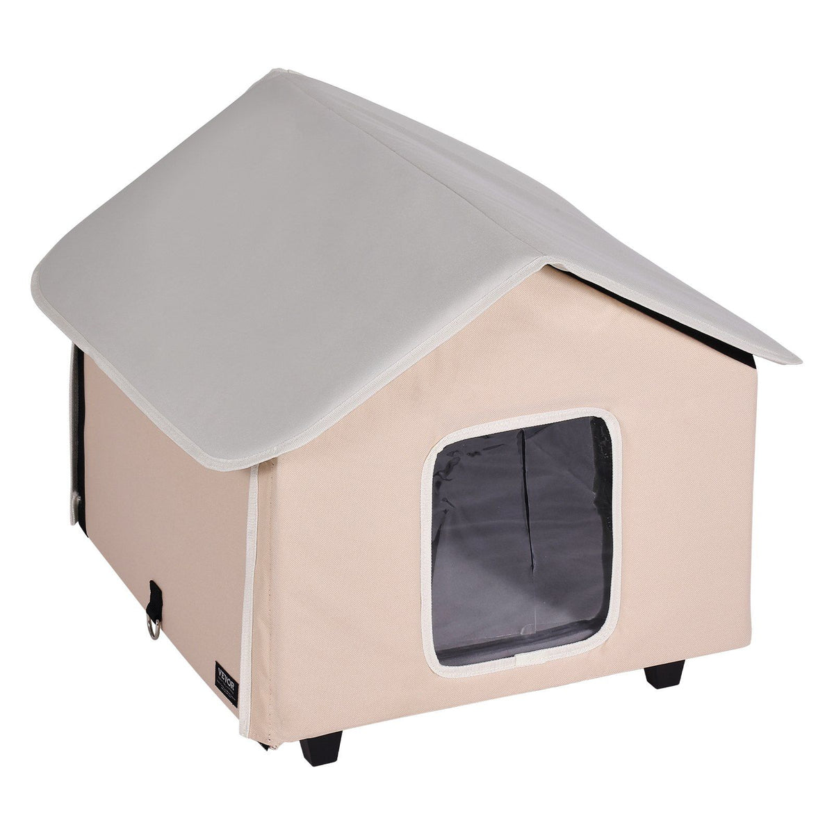 Elevated Heated Cat House, Outdoor Kitty Shelter with Timer, 600D Oxford Cloth Foldable Cat Shelter with V952-FWSBYMBHSNJBXCGRFV3