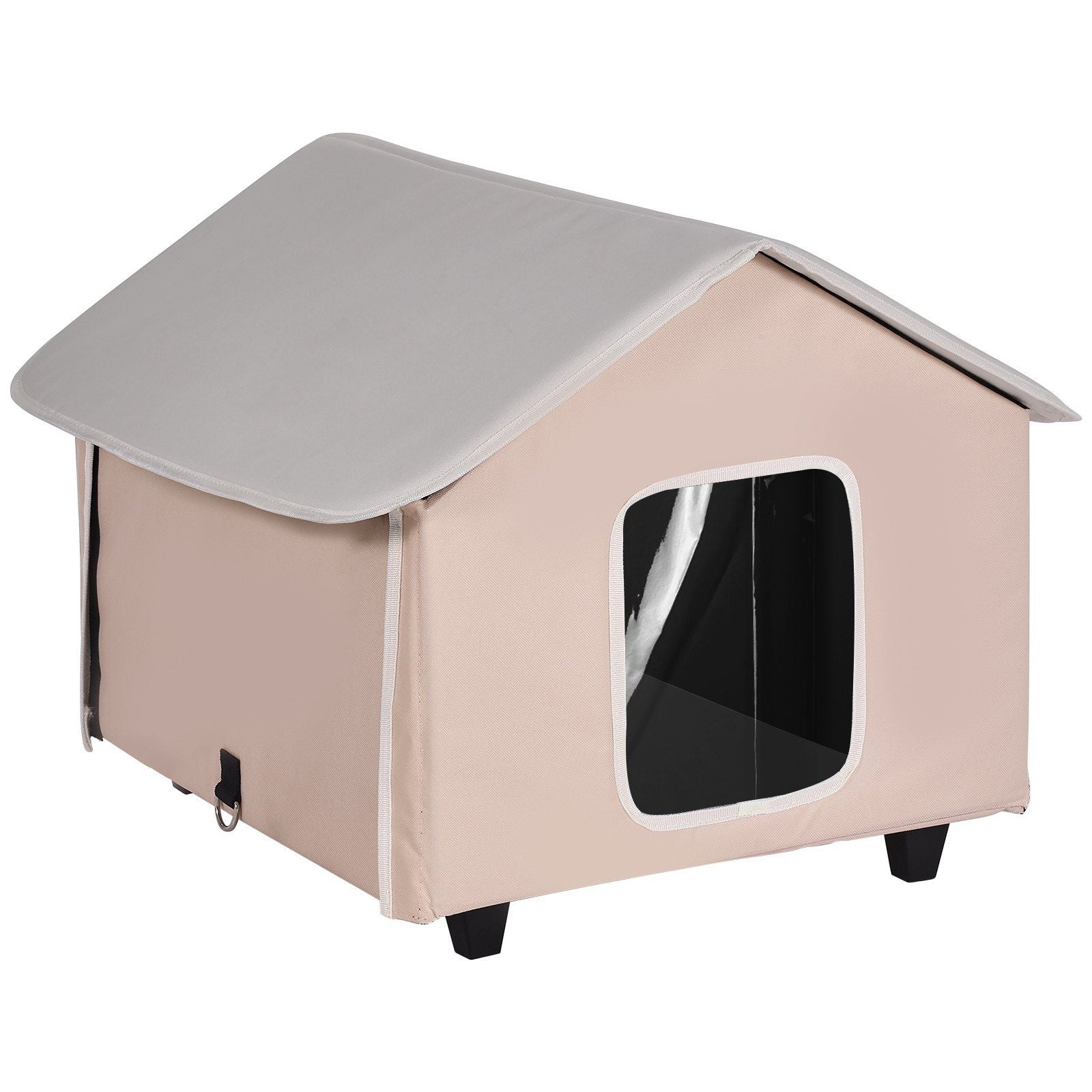 Elevated Heated Cat House, Outdoor Kitty Shelter with Timer, 600D Oxford Cloth Foldable Cat Shelter with V952-FWSBYMBHSNJBXCGRFV3