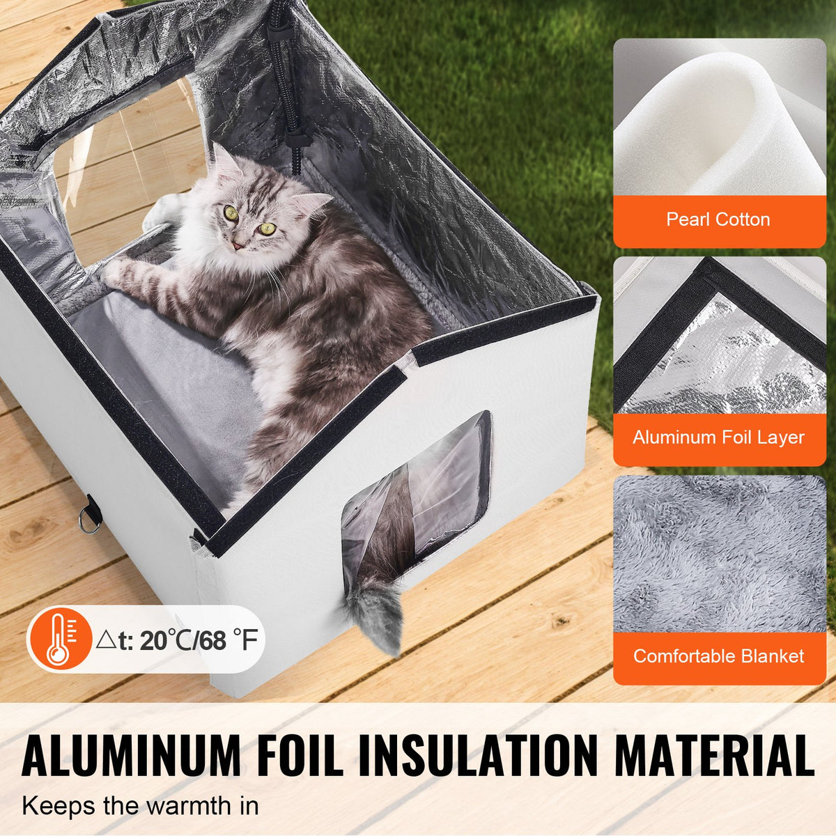 Heated Cat House, Outdoor Kitty Shelter with Timer, 600D Oxford Cloth Foldable Cat Shelter with Heated Pad V952-FWSBYMBHSNJBYZ78WV3