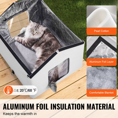 Heated Cat House, Outdoor Kitty Shelter with Timer, 600D Oxford Cloth Foldable Cat Shelter with Heated Pad V952-FWSBYMBHSNJBYZ78WV3