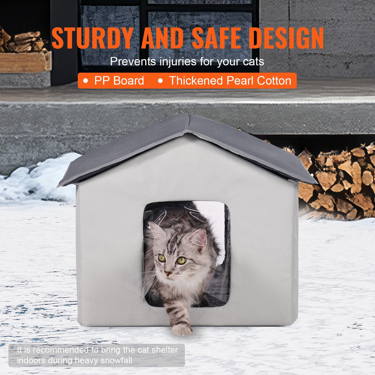 Heated Cat House, Outdoor Kitty Shelter with Timer, 600D Oxford Cloth Foldable Cat Shelter with Heated Pad V952-FWSBYMBHSNJBYZ78WV3