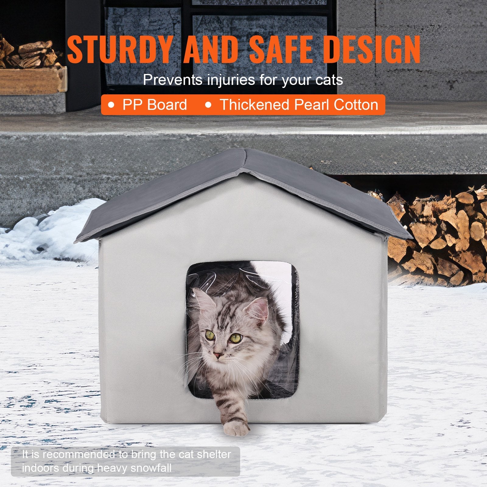 Heated Cat House, Outdoor Kitty Shelter with Timer, 600D Oxford Cloth Foldable Cat Shelter with Heated Pad V952-FWSBYMBHSNJBYZ78WV3
