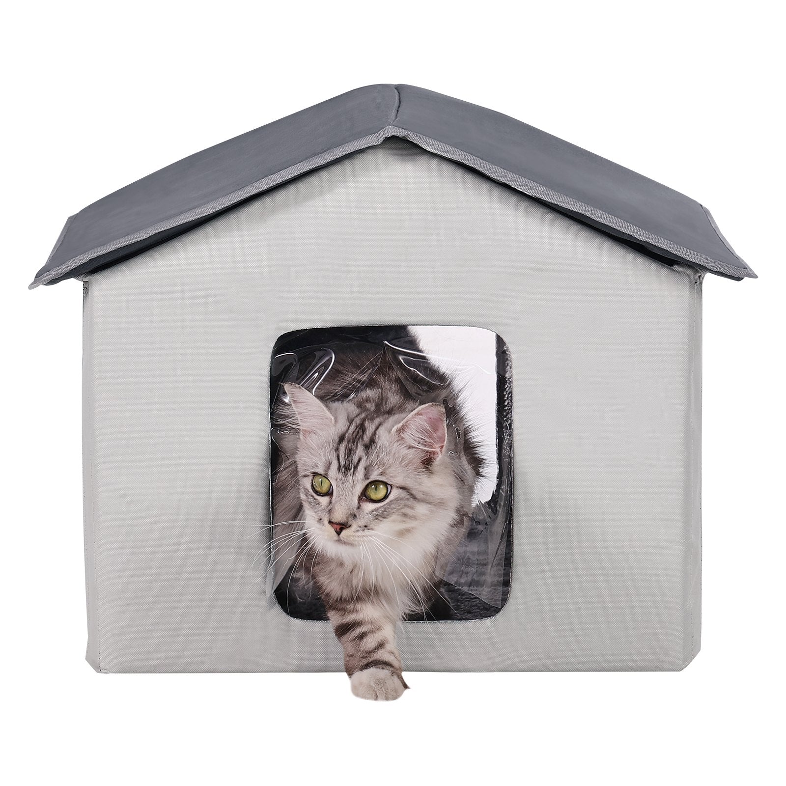 Heated Cat House, Outdoor Kitty Shelter with Timer, 600D Oxford Cloth Foldable Cat Shelter with Heated Pad V952-FWSBYMBHSNJBYZ78WV3