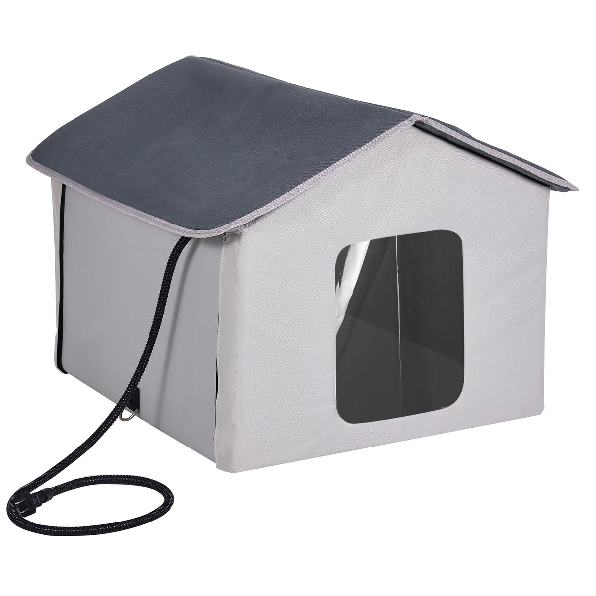 Heated Cat House, Outdoor Kitty Shelter with Timer, 600D Oxford Cloth Foldable Cat Shelter with Heated Pad V952-FWSBYMBHSNJBYZ78WV3