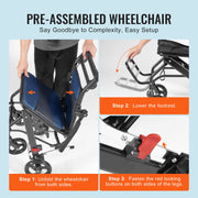 Wheelchair, Aluminum Alloy Ultra-Lightweight Transport Chair for Adults, Foldable Cabin Wheelchair with V952-FWYSLYLHJ157O4N02V0