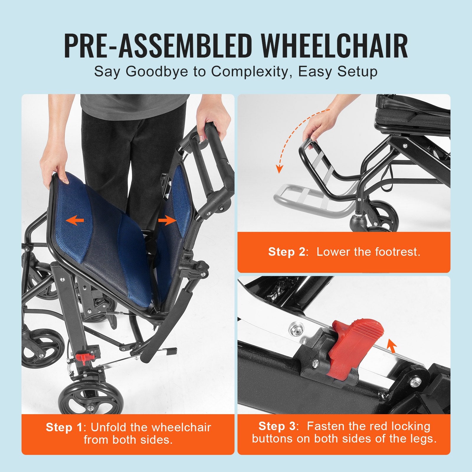 Wheelchair, Aluminum Alloy Ultra-Lightweight Transport Chair for Adults, Foldable Cabin Wheelchair with V952-FWYSLYLHJ157O4N02V0