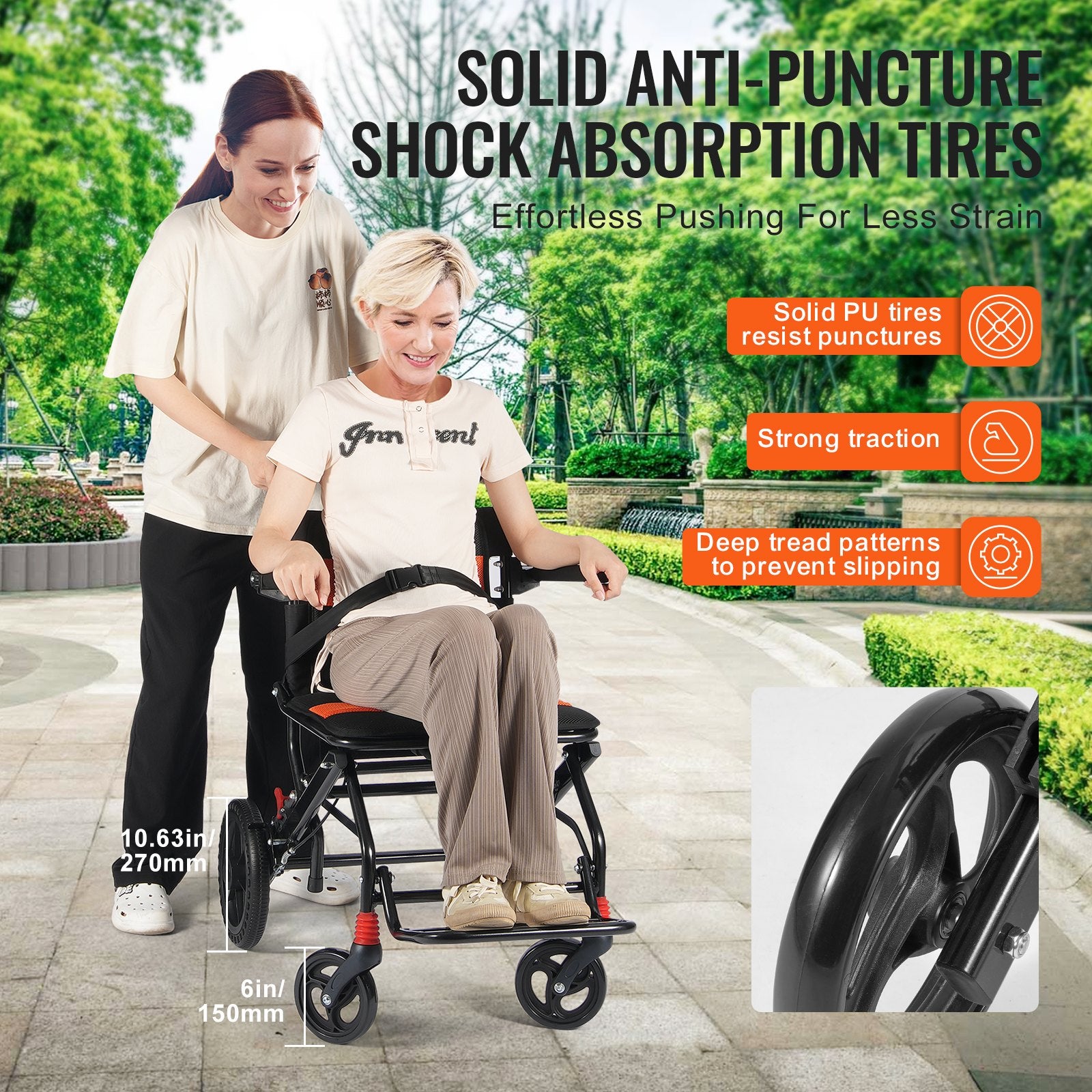 Wheelchair Aluminum Alloy Transport Chair Foldable 18-In W Seat 220lbs V952-FWYSLYLHJSX1TQ05XV0