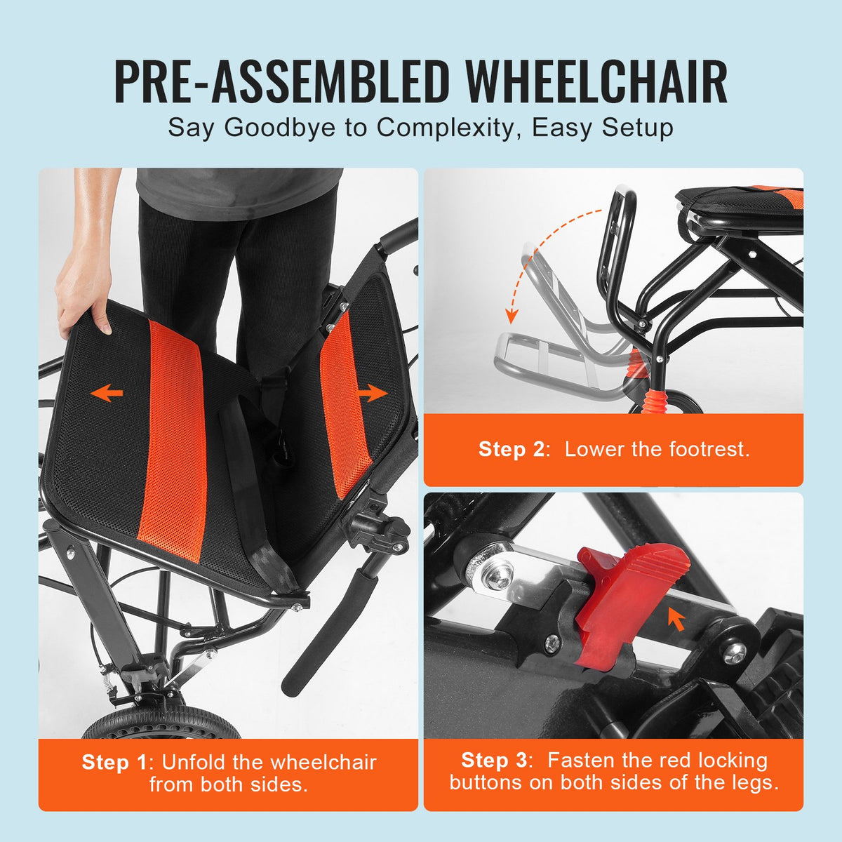 Wheelchair Aluminum Alloy Transport Chair Foldable 18-In W Seat 220lbs V952-FWYSLYLHJSX1TQ05XV0