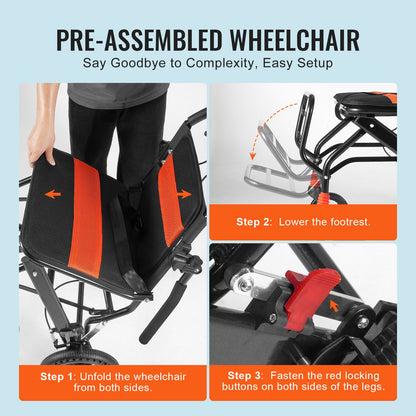 Wheelchair Aluminum Alloy Transport Chair Foldable 18-In W Seat 220lbs V952-FWYSLYLHJSX1TQ05XV0