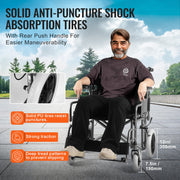 Wheelchair Steel Transport Chair Foldable Wheelchair 24-In W Seat 300lbs V952-FWYSLYTGHX24GCRZ7V0