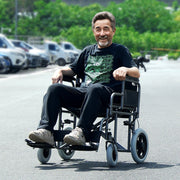 Wheelchair Steel Transport Chair Foldable Wheelchair 24-In W Seat 300lbs V952-FWYSLYTGHX24GCRZ7V0
