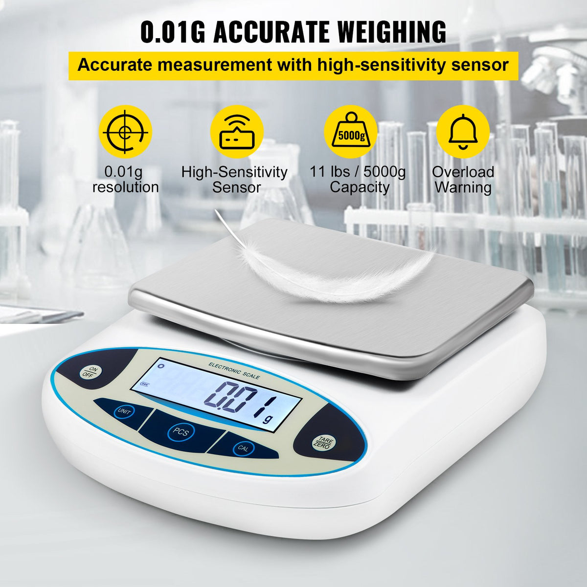 Lab Analytical Balance Digital Precision Scale 5000gx0.01g High Precision V952-FX5000GX0.01GUAOMV3