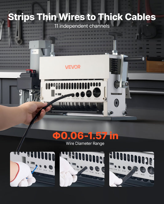 Electric Wire Stripper Machine, 1.5-40 mm, 11 Channel Automatic Copper Cable Stripper, 370W Wire Stripper V952-FXBXJDDDDCG3275PQ001V3