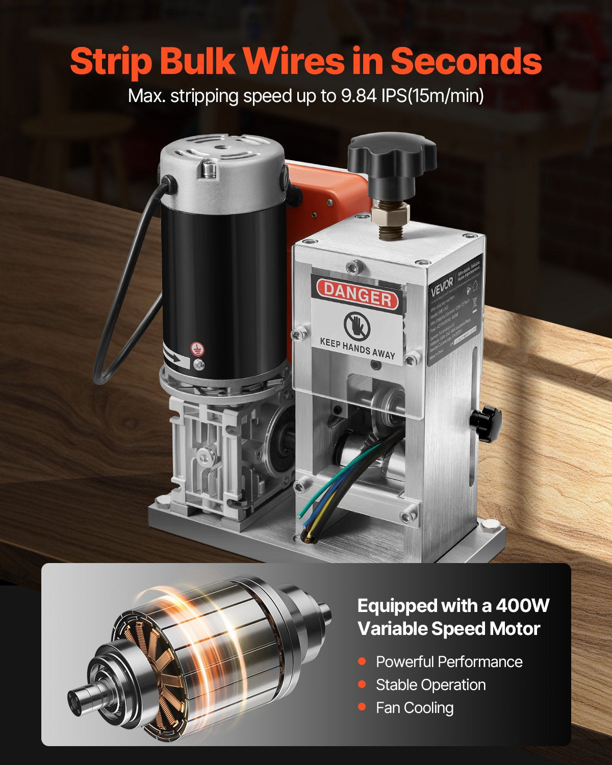 Electric Wire Stripping Machine, 1.5-40 mm, 400W Automatic Motorized Cable Stripper, 9.84 IPS (15 m/min) Wire V952-FXBXJDDDDCG4YEMI5V3