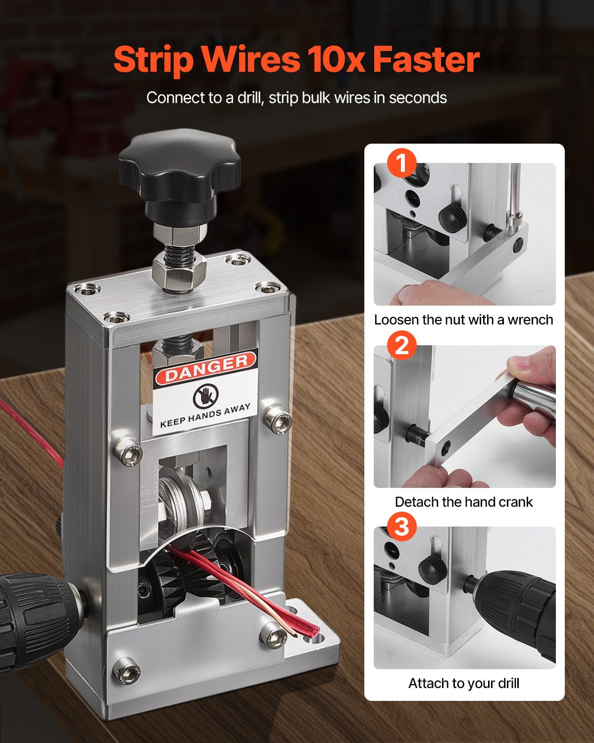 Manual Wire Stripping Machine, 1.5-25 mm, Copper Stripper with Hand Crank or Drill Powered, 64Mn Quenched V952-FXBXJSDDDMNW2JHZTV0