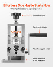 Manual Wire Stripping Machine, 1.5-25 mm, Copper Stripper with Hand Crank or Drill Powered, 64Mn Quenched V952-FXBXJSDDDMNW2JHZTV0