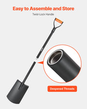 Square Shovel, 122 cm Heavy-Duty Flat Shovel, Transfer Shovels with Alloy Steel Blade and Non-Slip D-Handle, V952-FXCDXBS48INCH0K34001V0