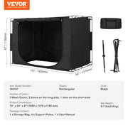 3 Doors Bed Tent Breathable Tent 70% Blackout with 9.5 mm Fiber Poles V952-FXCSZPSMLLM76OKI9V0