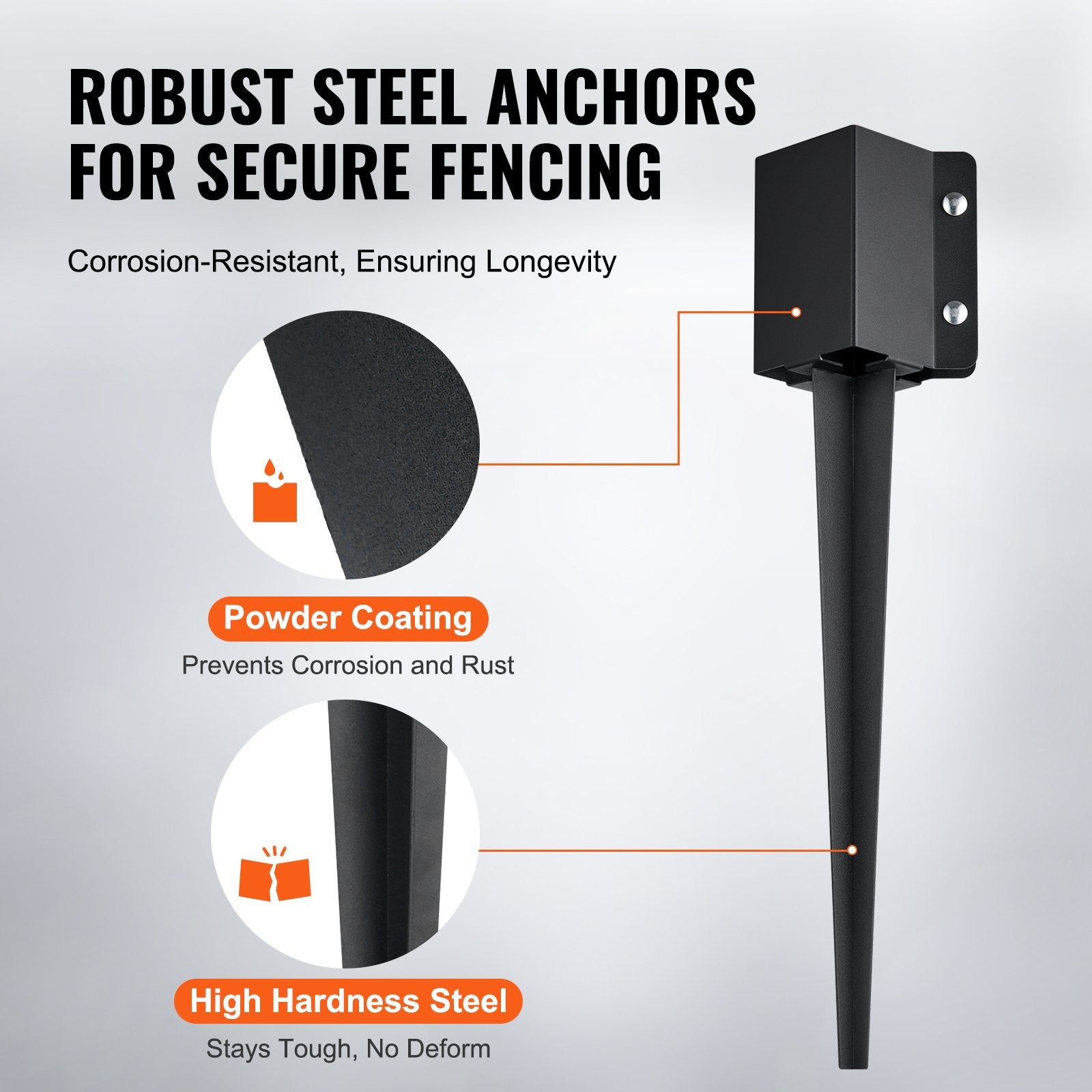 Fence Post Anchor Ground Spike 6 Pack 24 x 4 x 4 In Metal Fence Stakes V952-FXDD35YC24YCUQSQCV0