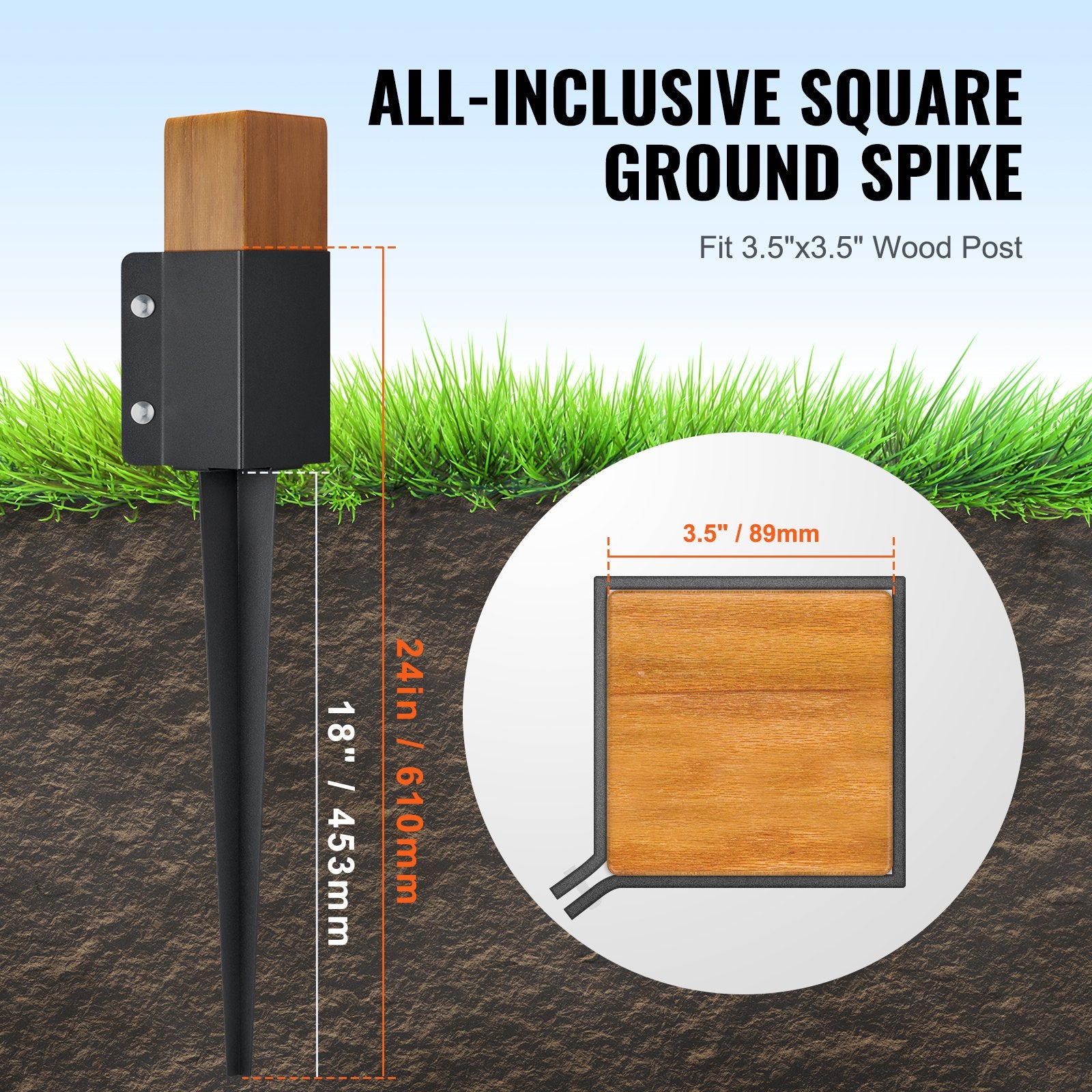 Fence Post Anchor Ground Spike 6 Pack 24 x 4 x 4 In Metal Fence Stakes V952-FXDD35YC24YCUQSQCV0