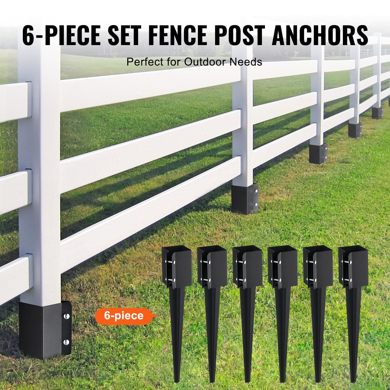 Fence Post Anchor Ground Spike 6 Pack 24 x 4 x 4 In Metal Fence Stakes V952-FXDD35YC24YCUQSQCV0