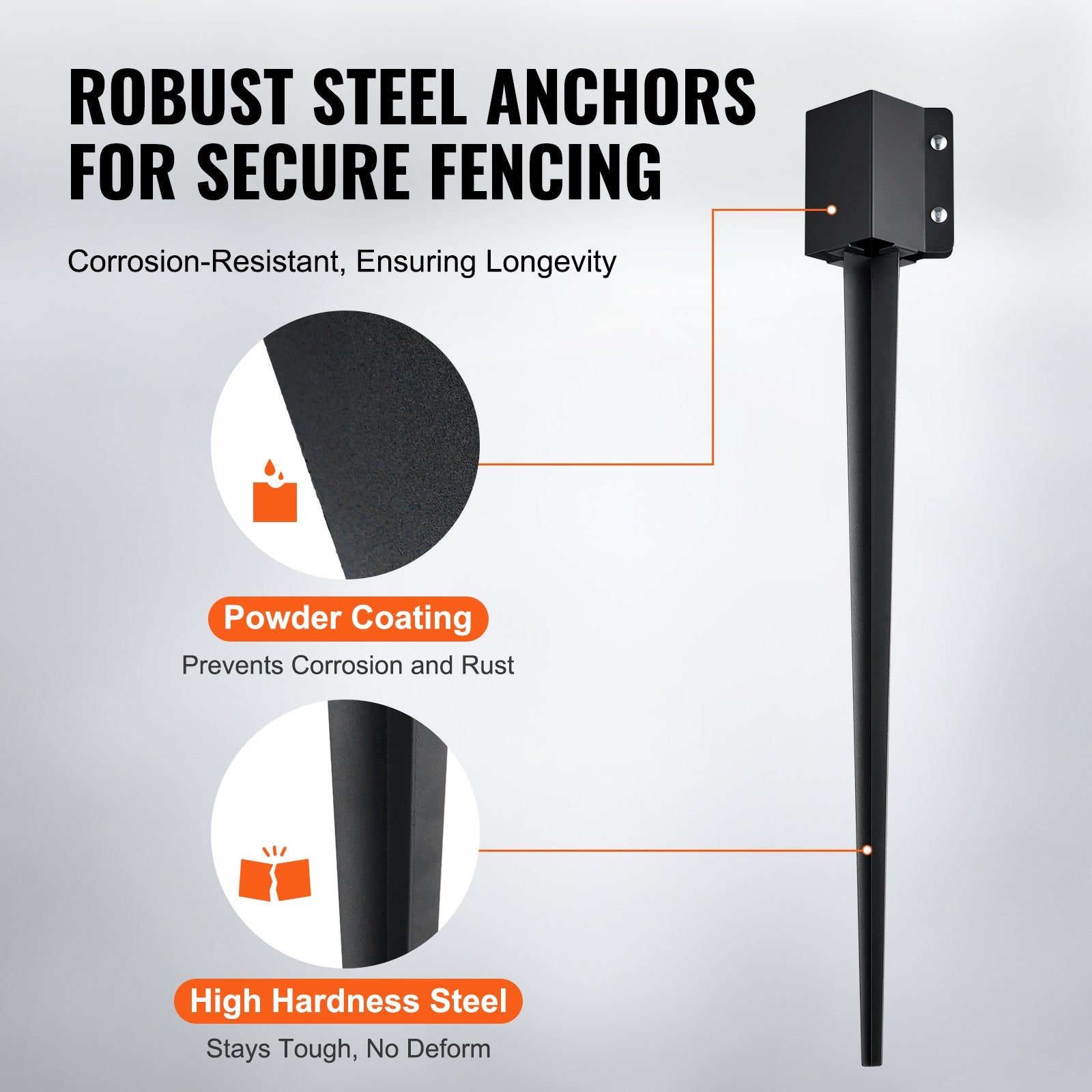Fence Post Anchor Ground Spike 4 Pack 36 x 4 x 4 In Metal Fence Stakes V952-FXDD35YC36YCP7NVLV0